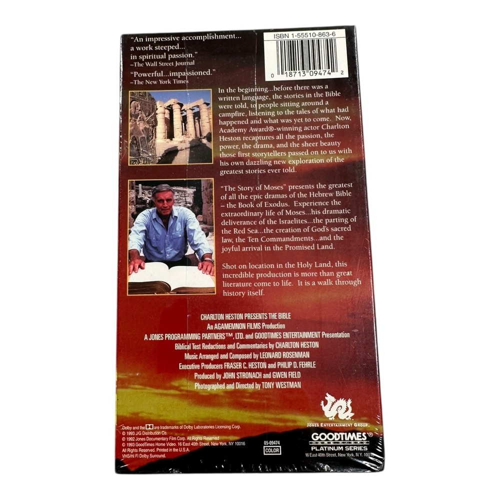 Charlton Heston The Bible The Story of Moses VHS Video Goodtimes Entertainment - Picture 2 of 4